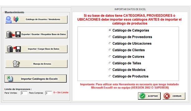 Carga Masiva de Información en Catálogos a partir de un Archivo Excel.