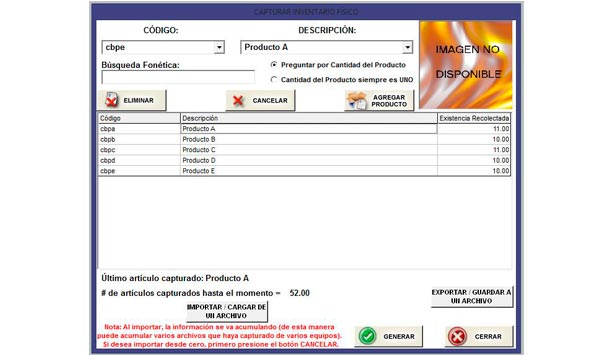 Captura de Inventarios Iniciales con Colectora de Datos